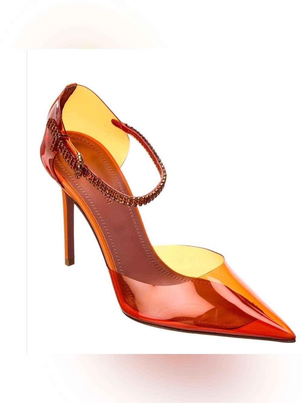 Amina Muaddi Orange Translucent Pointed-Toe Stiletto